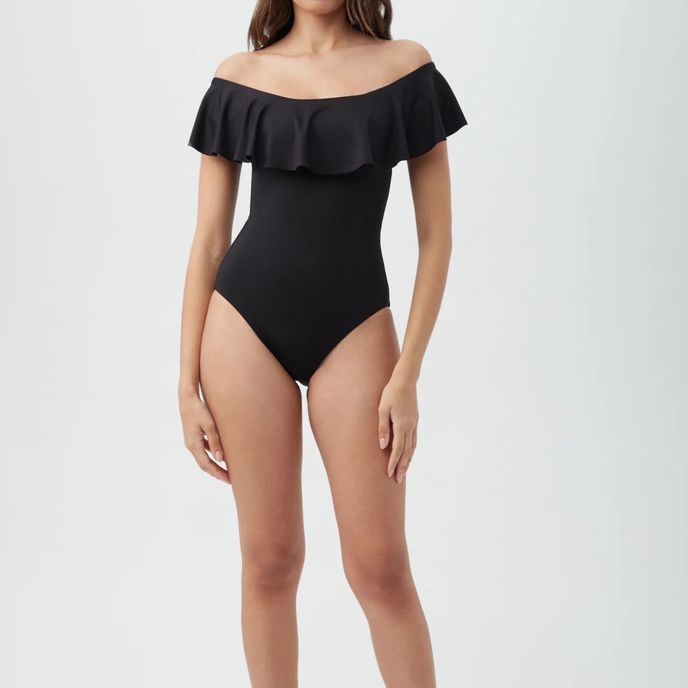 Trina Turk Elegant Black Off-Shoulder Swimsuit 6